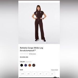 NWT figs wide leg jumpsuit in espresso